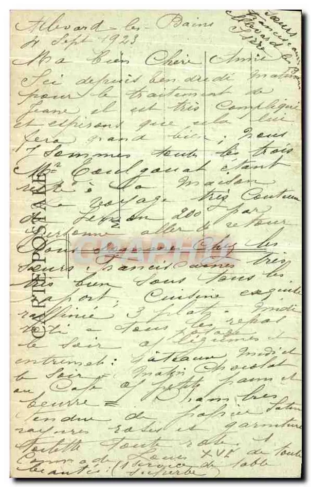 Allevard-les-Bains — Vista Panorâmica — Bilhete postal antigo n°109 - Verso