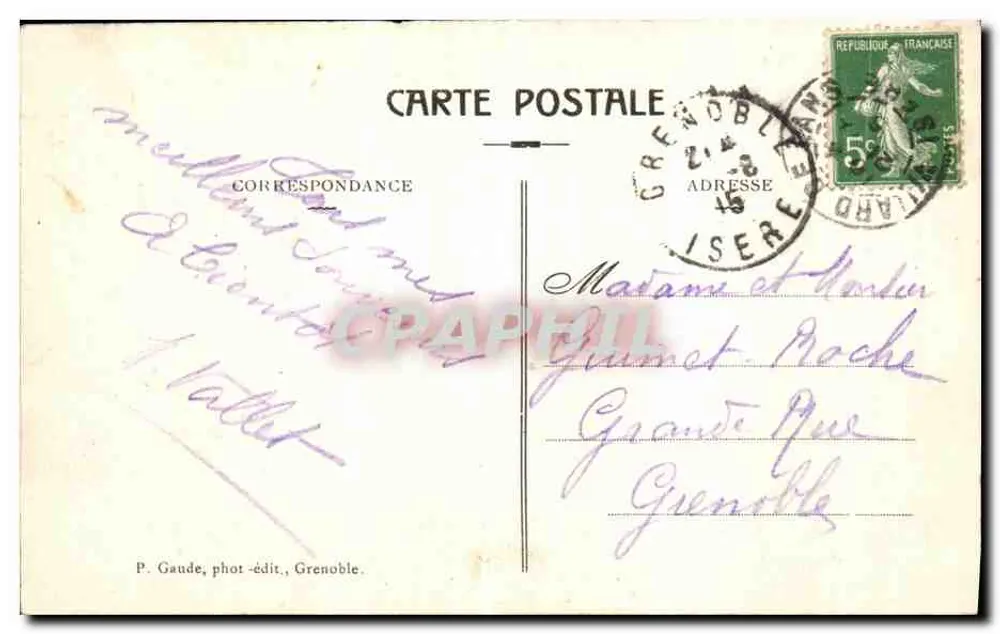 Villars-de-Lans — Route des Gorges de la Bourne et des Goulets — P. Gaude, phot.-édit., Grenoble. - Rückseite