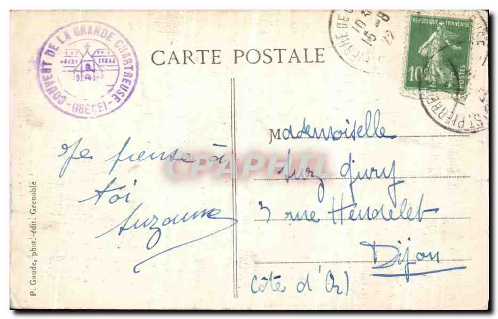 Dauphiné — Route de la Grande Chartreuse — Le Pic de l’Éillette - Rückseite