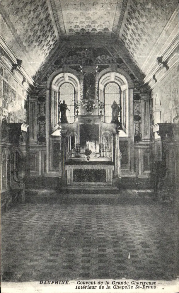 Innenansicht der Grande Chapelle St-Bruno — Couvent de la Grande Chartreuse — Dauphiné - Vorderseite