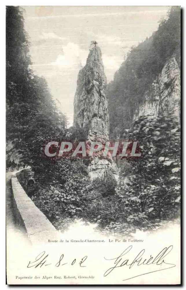 O Pic de l'Éollette — Estrada da Grande-Chartreuse — Papeterie des Alpes Eng. Robert, Grenoble - Frente