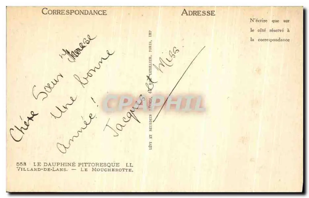Schneeverwehete Tal der Dauphiné-Berge — Das pittoreske Dauphiné, Nr. 553 — Lévy et Meurice, Villard-de-Lans - Rückseite