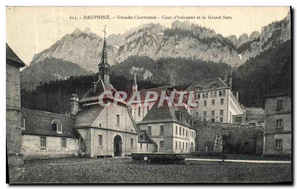 Grande-Chartreuse - Cour d'honneur und der Grand Som — P. Gaude, Grenoble - Vorderseite