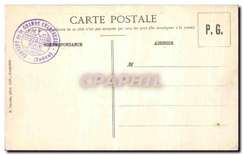 Grande-Chartreuse - Der Friedhof und der Grand Som — P. Gaude, phot. édit., Grenoble, n°616 - Rückseite