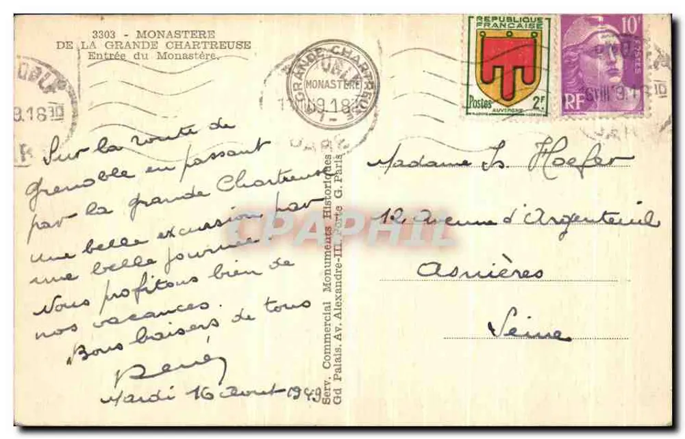 Mosteiro da Grande Chartreuse — Entrada do Mosteiro — Serv. Comercial Monuments Historiques - Verso