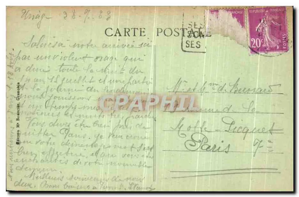 Uriage-les-Bains — Ein Eckbereich des Parks — Dauphiné — Verlag Dauphiné, n° 869 - Rückseite