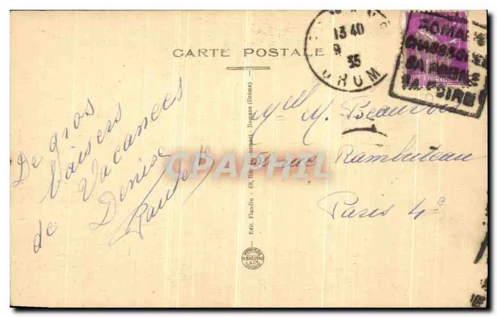 Dauphiné — Les Grands Goulets — éditeur Éd. Flandin, Fougères (Ille-et-Vilaine) - Verso