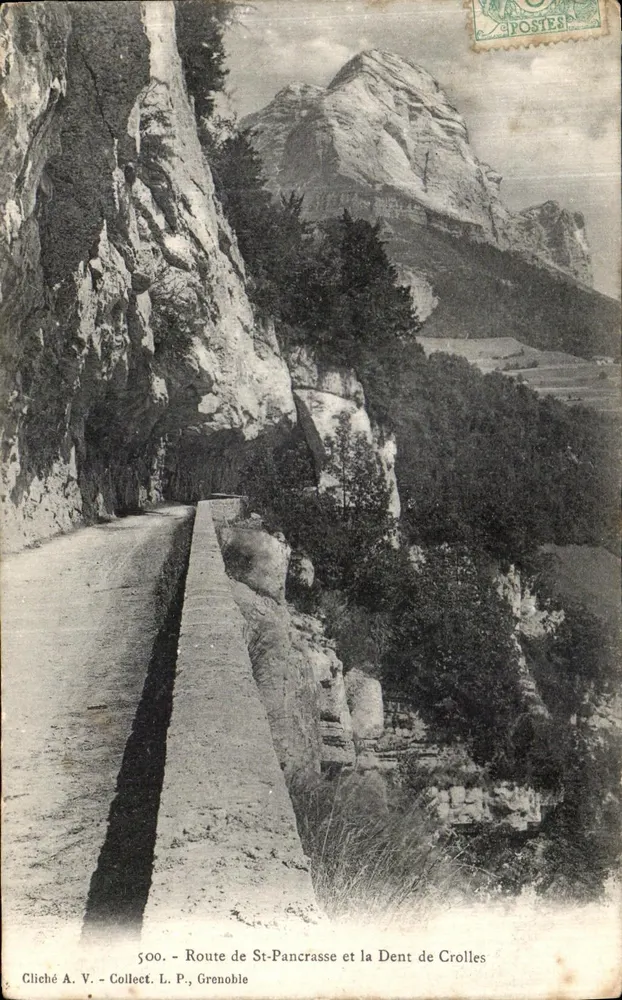 Route de St-Pancrasse und die Dent de Crolles — Cliché A. V. — Colleet, L. P., Grenoble - Vorderseite