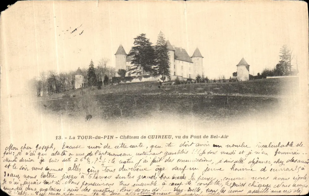 La TOUR-du-PIN — Schloss CUIRIEU, gesehen vom Pont de Bel-Air — Verlag nicht sichtbar, Nr. 13 - Vorderseite