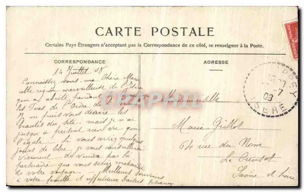 O Guiers - Uma Cachoeira — Rota da Grande-Chartreuse — J. G., editor, Voiron - 343 - Verso