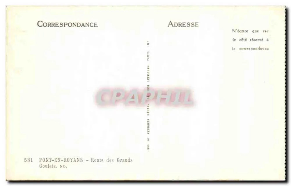 Pont-en-Royans — Estrada dos Grandes Goulets — editor J26 - Verso