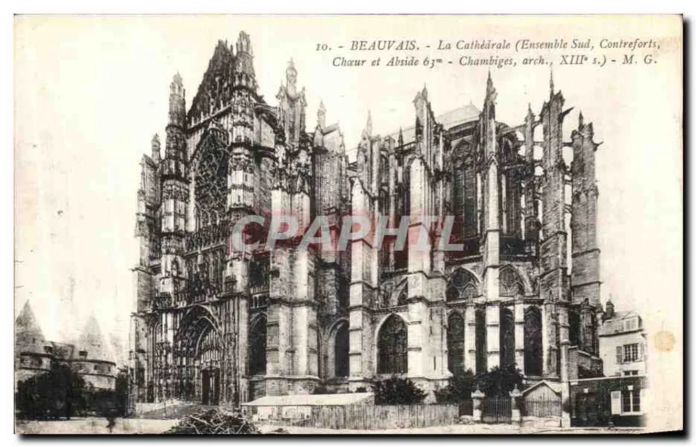 Beauvais - A Catedral (Conjunto Sul, Contraventos, Nave e Abside, Chambiges, arq. XIIIº s.) - M. G. - Frente