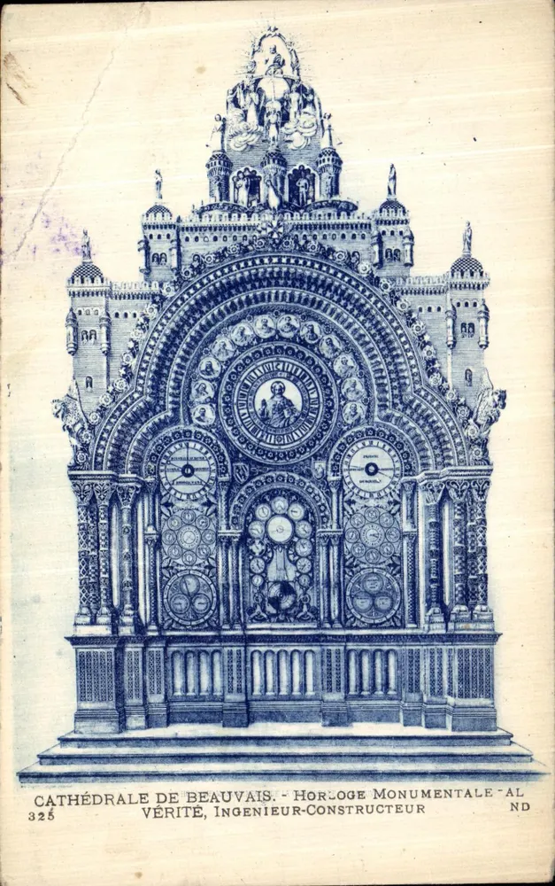 Kathedrale von Beauvais — Monumentale Uhr — Vérité, Ingenieur-Bauunternehmer, n° 325 - Vorderseite