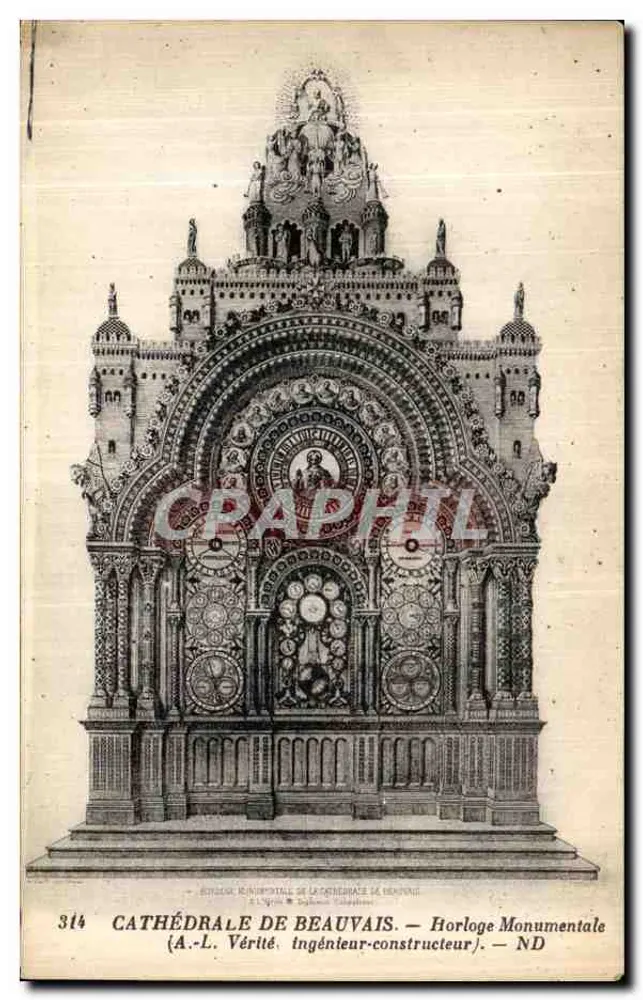 Kathedrale von Beauvais — Monumentale Uhr — A.-L. Vérité, Ingenieur-Bauingenieur - Vorderseite