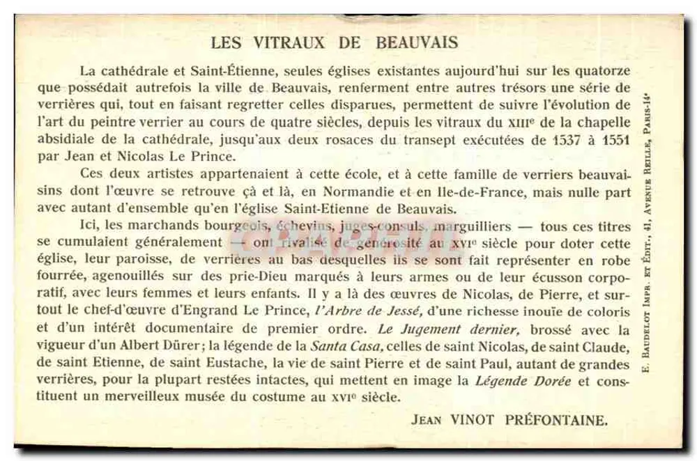 Beauvais — Église Saint-Étienne. L'Arbre de Jessé — Cl. Gosselin - Rückseite