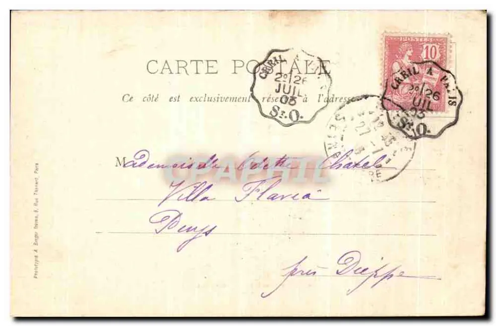 Chantilly — Façade du Petit Château — Phototypie A. Berger (Paris) n° 103 - Verso