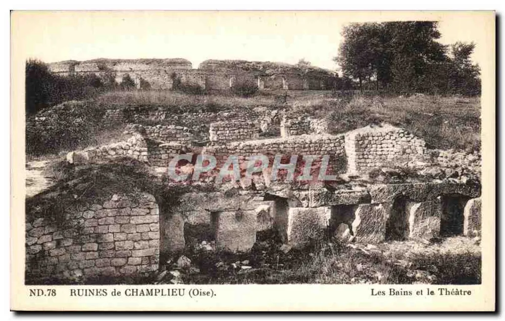 Ruínas de Champlieu (Oise) — Os Banhos e o Teatro — C° des Arts Photomécaniques - St Nazaire - Frente