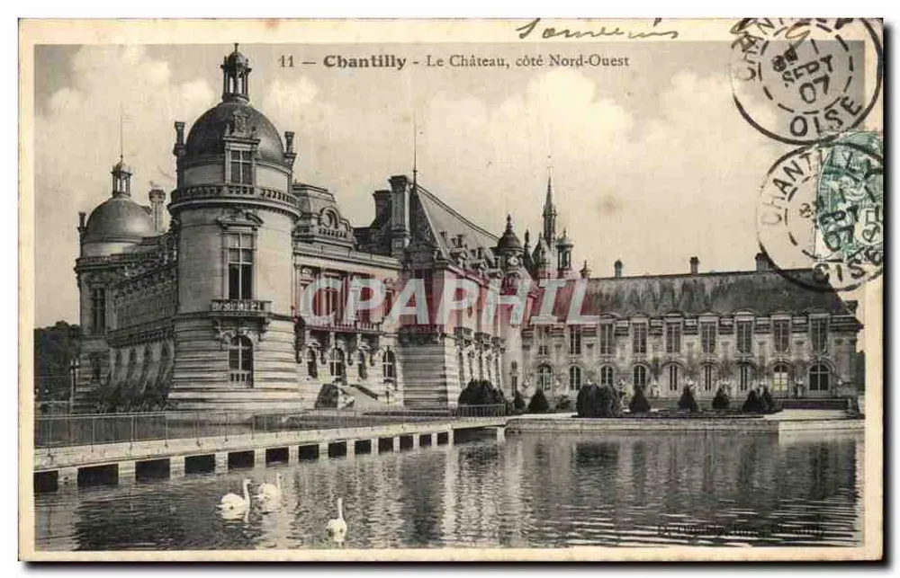 Chantilly - Das Schloss, Nordwestseite — Antike Ansichtskarte n°11 — Verlag unbekannt - Vorderseite