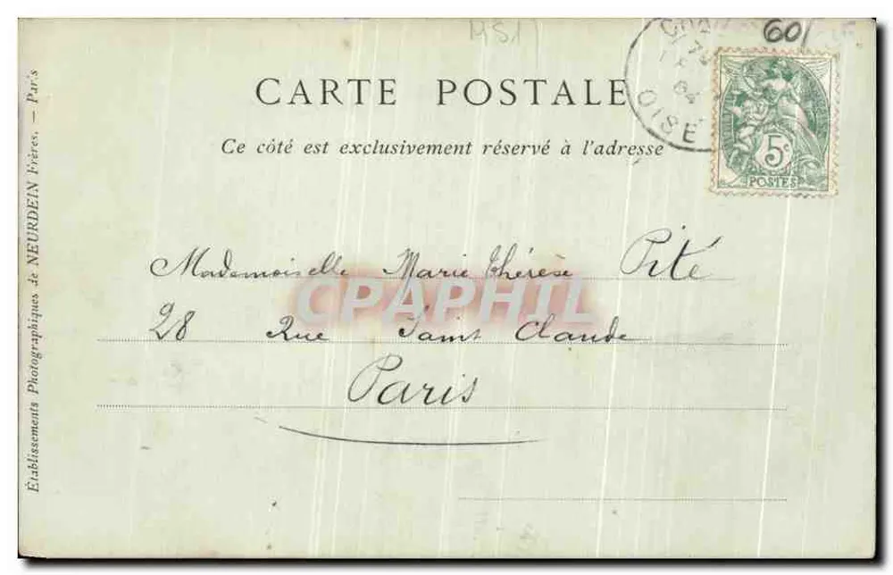 Castelo de Chantilly — Lado norte — Collections ND Phot - Verso