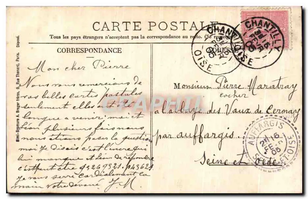 Chantilly - Schloss der Fontaines - La Ferme Normande — Mme Vve. Robineau, Verlag, Chantilly - Rückseite