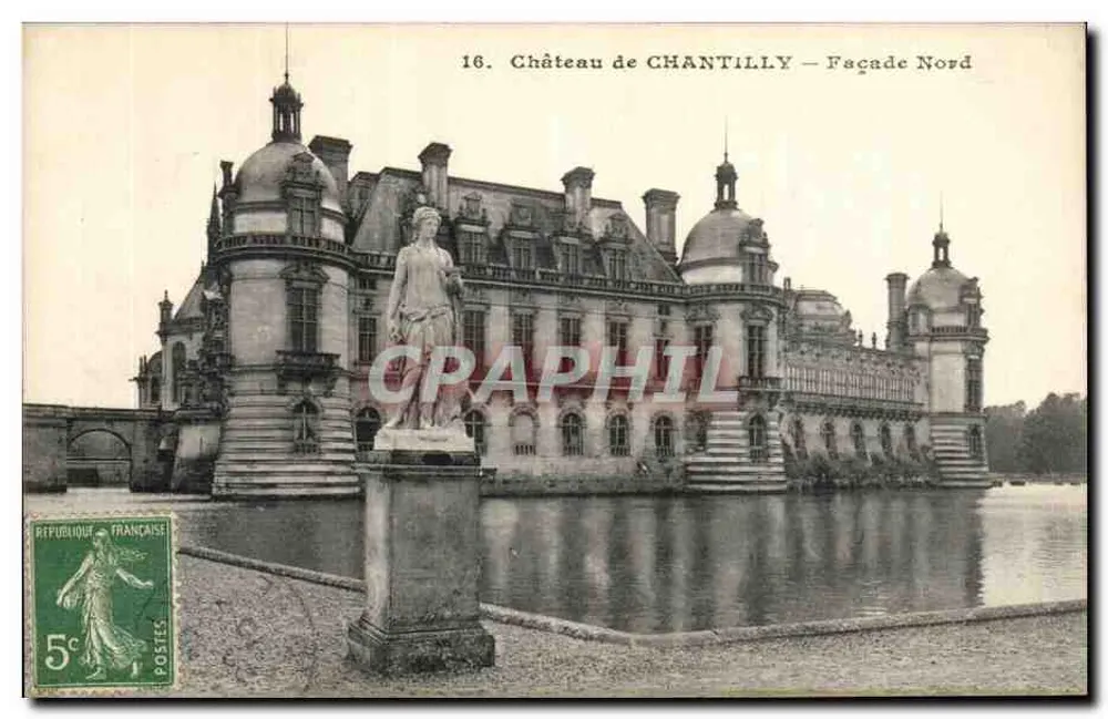 Castelo de CHANTILLY — Fachada Norte — Héliotype A Bourdier Versailles - Frente
