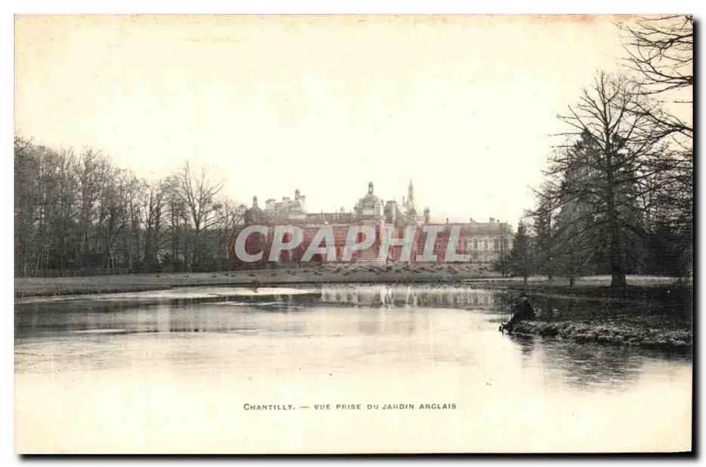 Chantilly — Ansicht vom englischen Garten — Phototypie A. Bage, Paris - Vorderseite