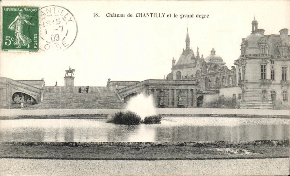 Schloss Chantilly und der grand degré — Verlag Héliotypie Boardier et Faucheux, Versailles — n° 18 - Vorderseite