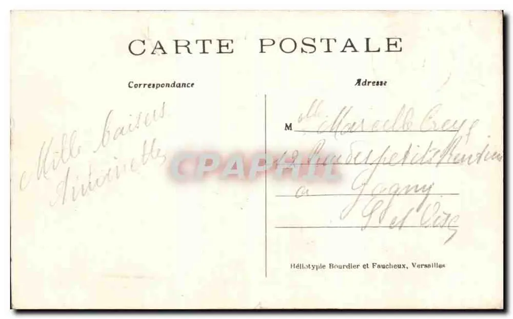 Schloss Chantilly und der grand degré — Verlag Héliotypie Boardier et Faucheux, Versailles — n° 18 - Rückseite
