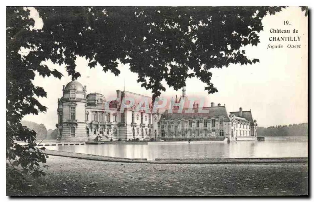 Castelo de Chantilly — fachada Oeste — Héliotypie Bourdier e Faucheux, Versailles - Frente