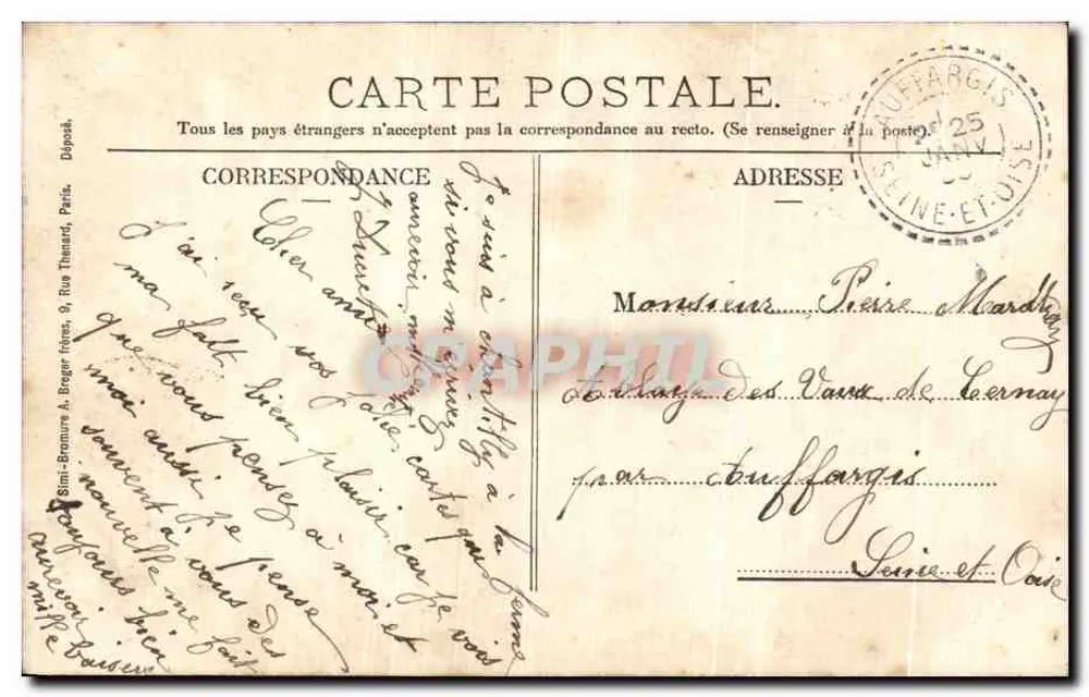 Chantilly - Castelo das Fontaines — Mme Vve Robineau, editora, Chantilly - Verso