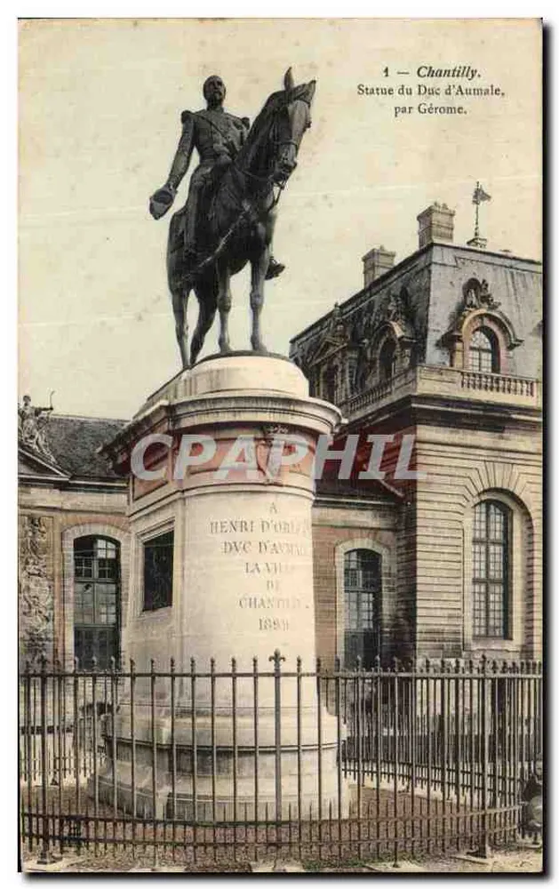 Estátua do Duque d'Aumale em Chantilly — por Gérome — editada por volta de 1899 - Frente
