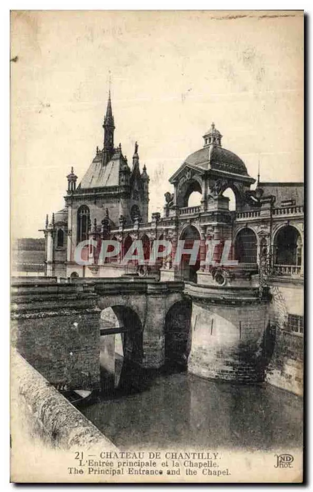 Schloss Chantilly — Haupteingang und Kapelle — Neurbien Frères, Paris-Corbeil, n°21 - Vorderseite