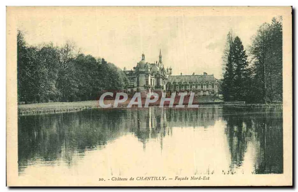 Castelo de Chantilly — Fachada Nordeste — Edição Delbarette (Chantilly) n°20 - Frente