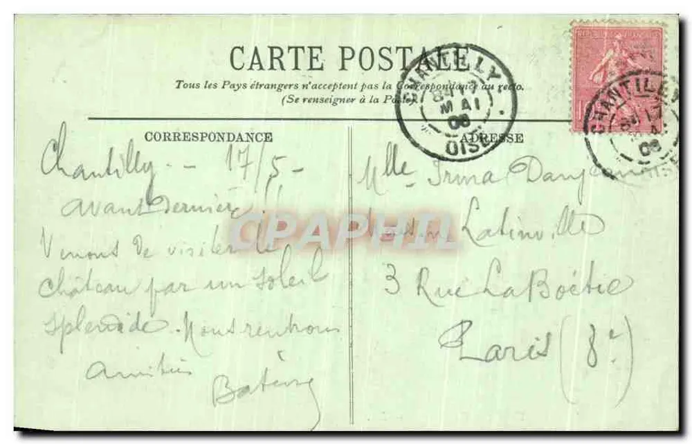 Chantilly — As Três Avenidas — LL. - Verso