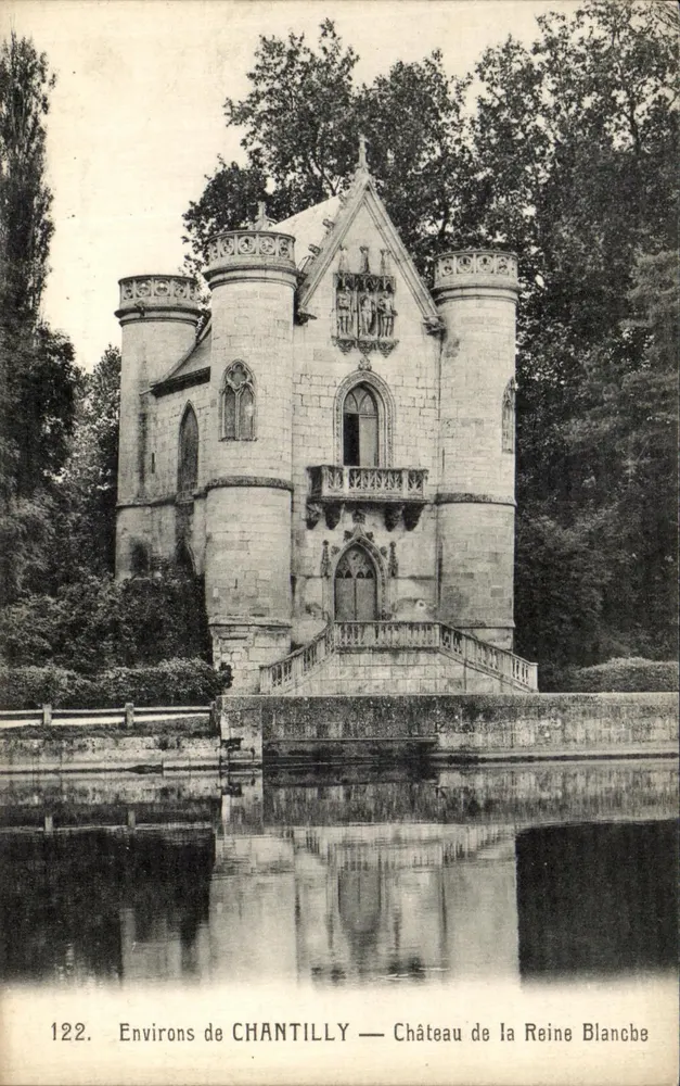 Umgebung von CHANTILLY — Schloss der Weißen Königin — Héliotypie A. Bourdier, Versailles, n°122 - Vorderseite