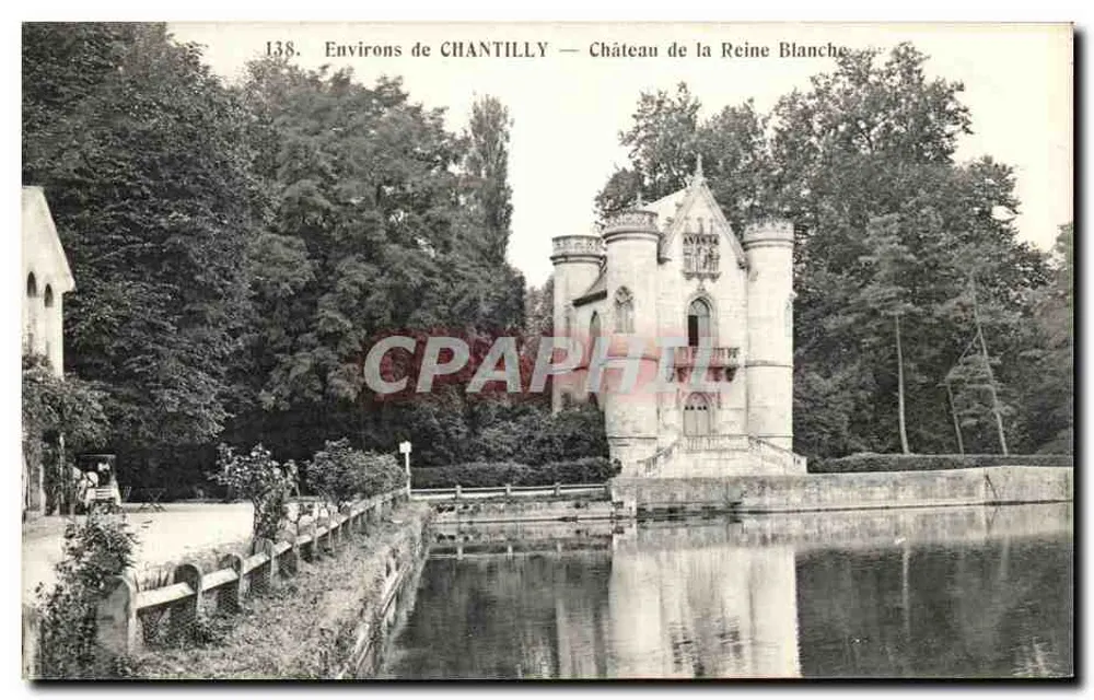 Um CHANTILLY — Schloss der Königin Bianca — Héliotypie Bourdier et Faucheux, Versailles, n° 138 - Vorderseite
