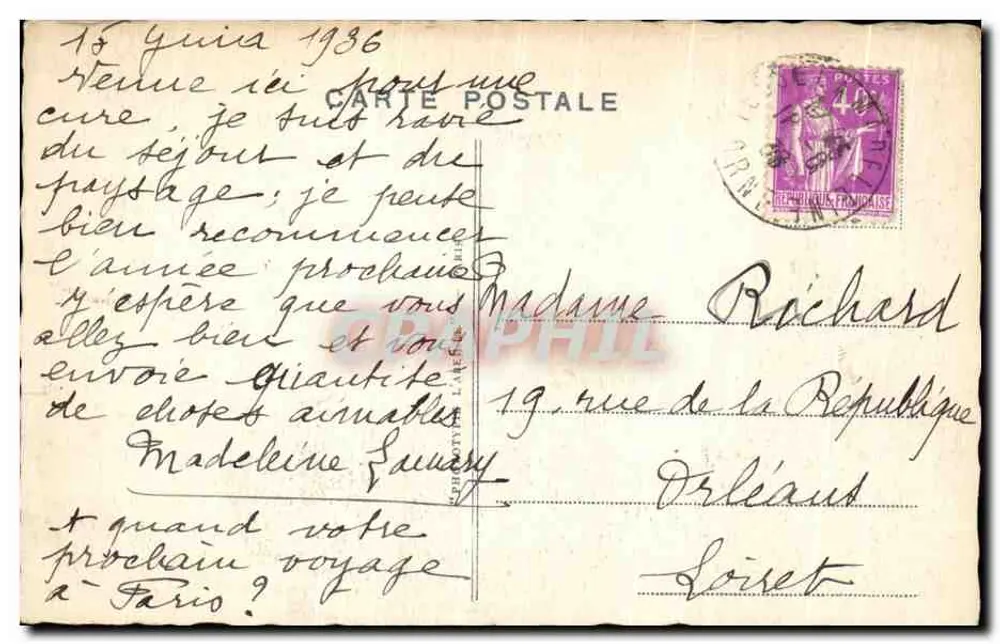 Bagnoles-de-l'Orne — O Casino — Hotel das Termas, Restaurante, Campo de Tênis - Verso
