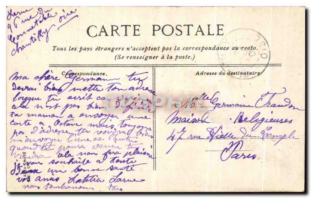 Chantilly - o Castelo lado N.O. — D. Damblly, Imp. Chantilly - Verso