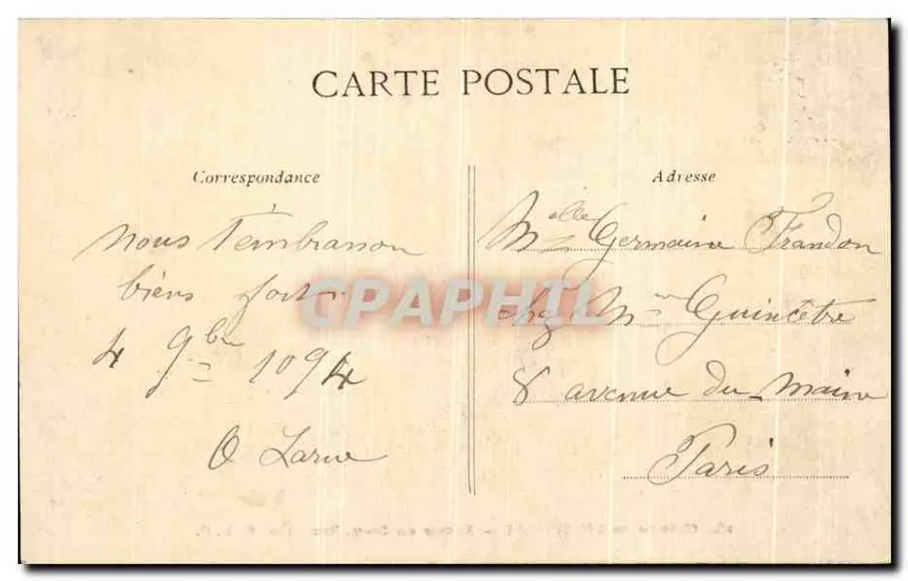 Château de Chantilly — Eingang zum Großen Vestibül — C. L. C. - Rückseite