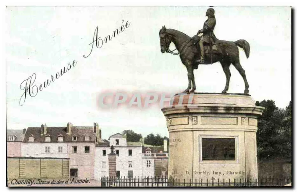 Chantilly. Statue du duc d'Aumale — éditeur D. Dambly, Imp., Chantilly - Awers