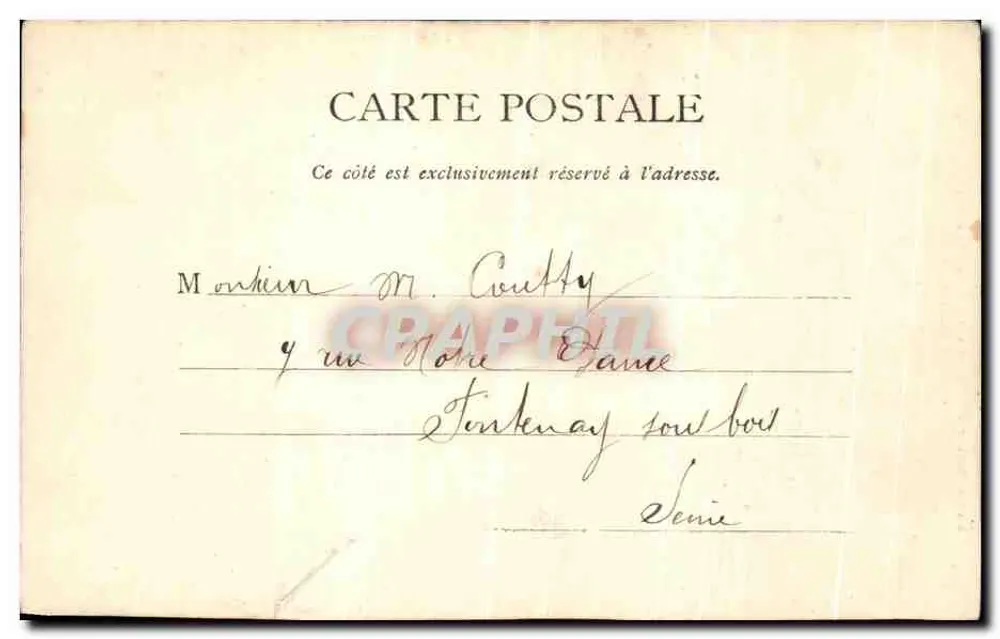Château de Chantilly — vue du château et de la chapelle avec toit en ardoise — Éditeurs, Paris. Un Mot à la Poste. No. 102. - Verso