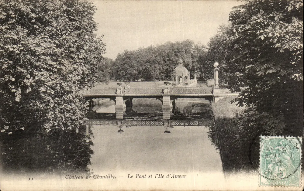 Schloss Chantilly — Der Brücke und die Insel der Liebe — Verleger unbekannt, Nr. 55 - Vorderseite