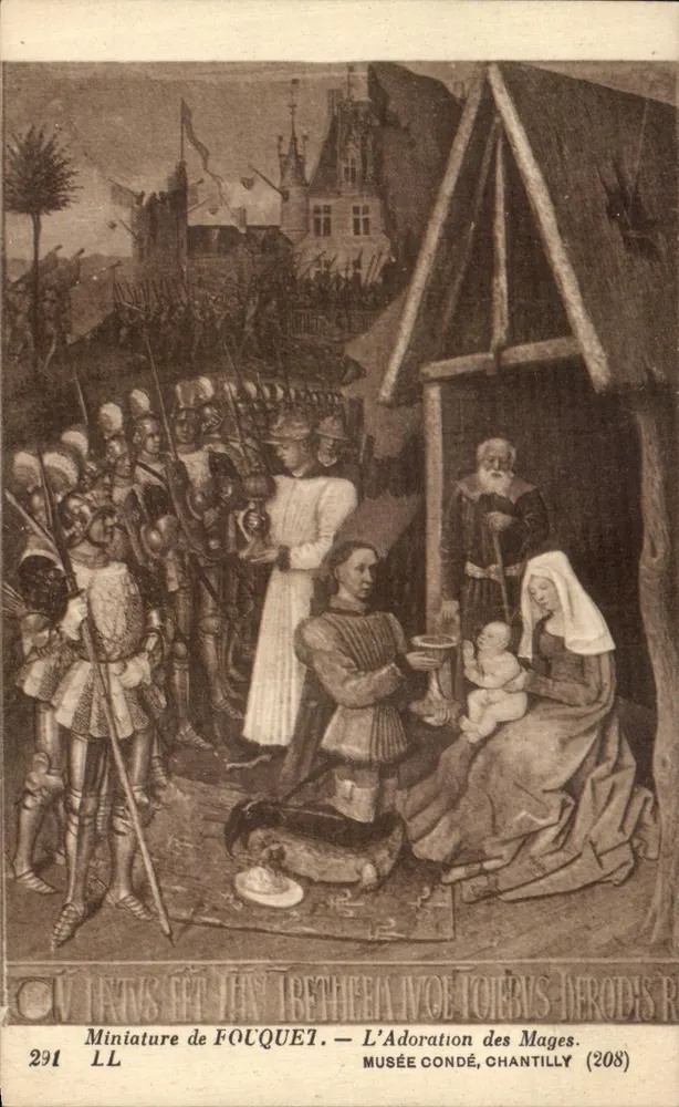 Die Anbetung der Weisen — Miniatur von Fouquet — Musée Condé, Chantilly (208) - Vorderseite