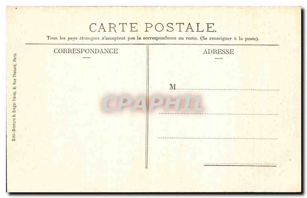 Castelo de Chantilly (Oise) — Fachada Nordeste — Mme. Vve. Robineau, editora, Chantilly - Verso
