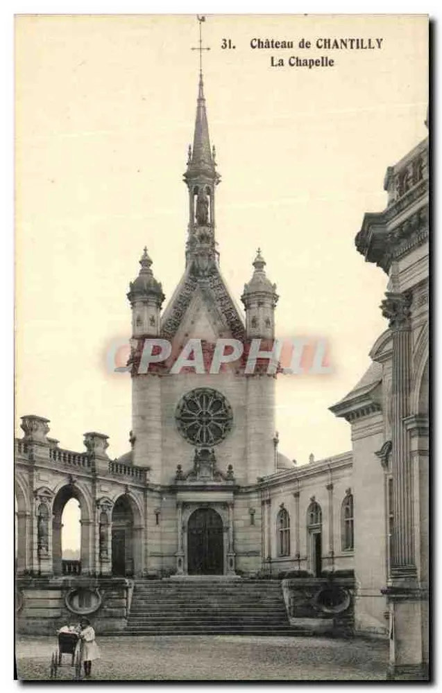 Castelo de Chantilly — A Capela — editor Héllo. A. Bourdier, Versailles - Frente