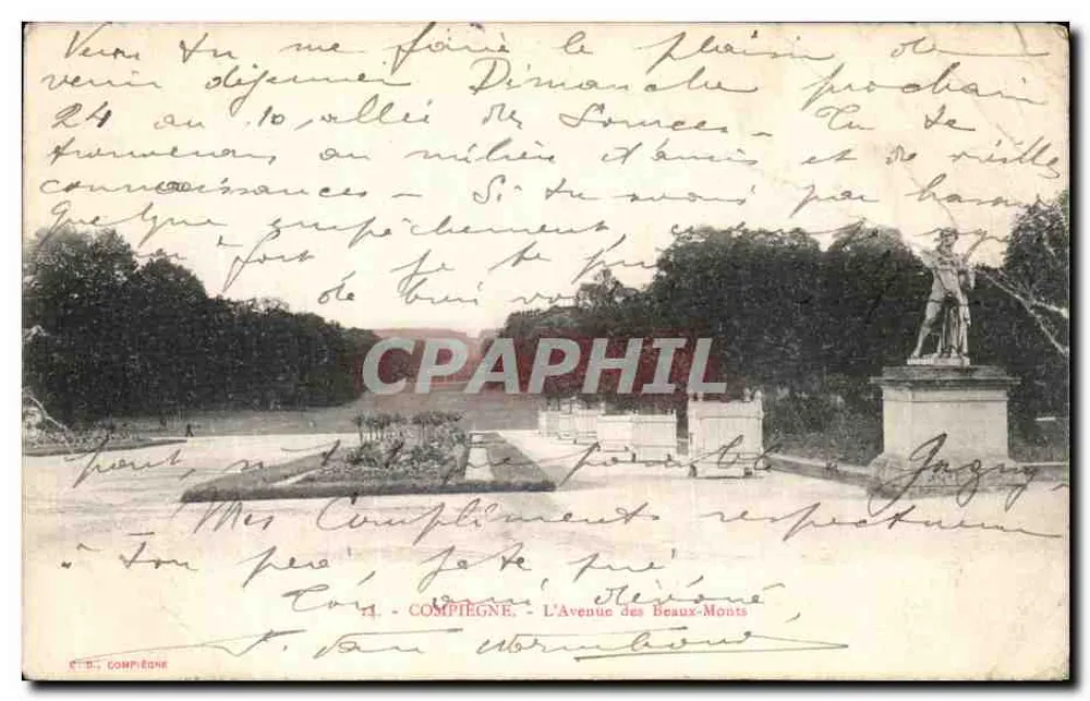 Compiegne — L'Avenue des Beaux-Monts — éditeur C.-B. COMPIEGNE, n°4 - Frente