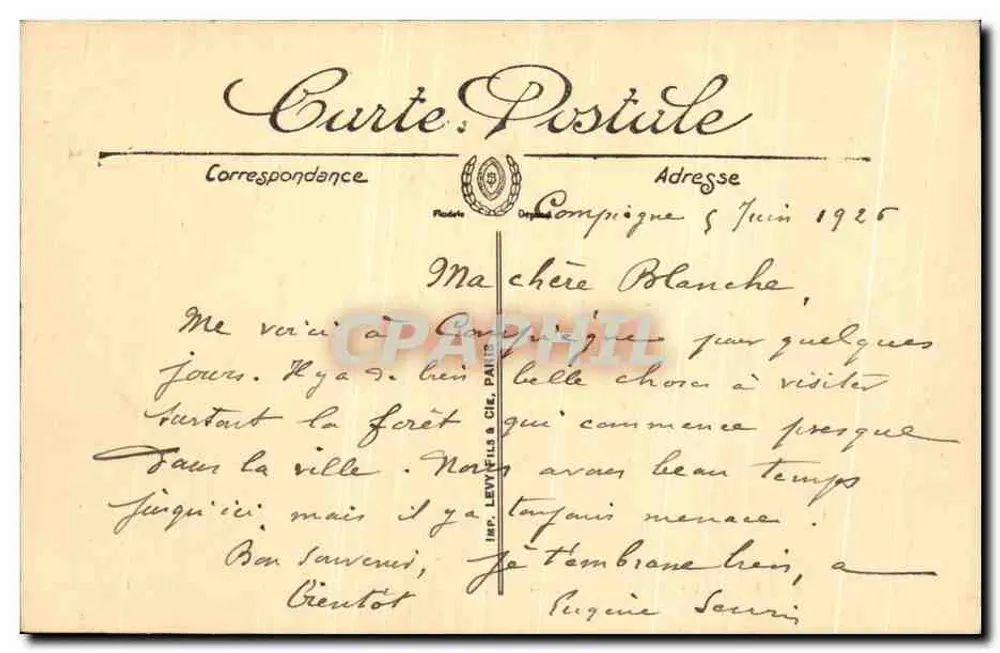 Compiègne — Piazza del Municipio — Edizione L. Hamiot - Verso