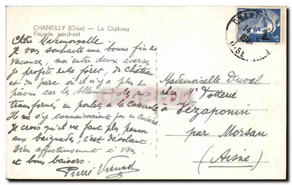 Chantilly (Oise) — O Castelo — Fachada nordeste — editor C. Caillet - Verso