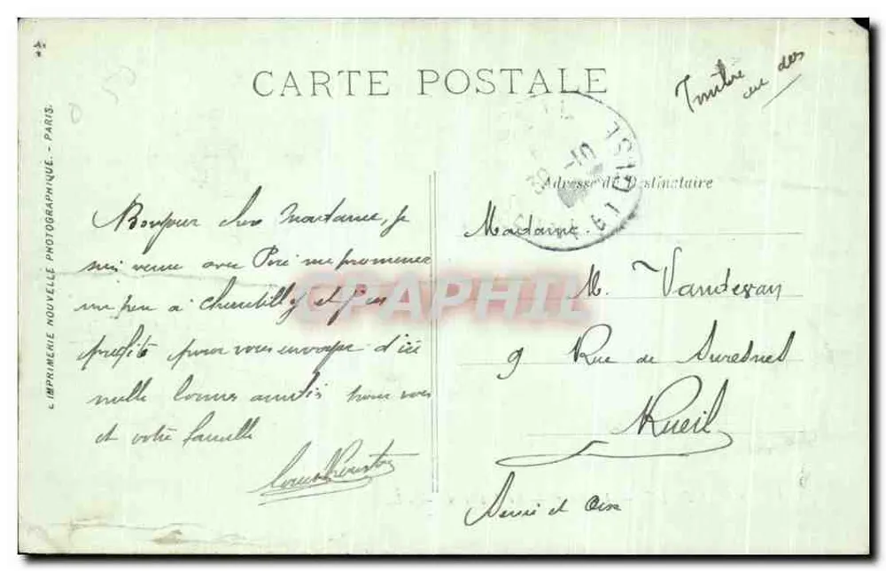 Chantilly — Le Parc — Le Hameau — LL. — Imprimé par L. Imprimerie Nouvelle Photographe, Paris - Reverso