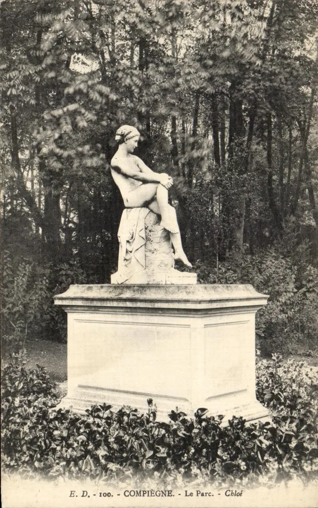 Compiègne - O Parque - Chloé — estátua da deusa Chloé, editada por E.D. n°100 - Frente